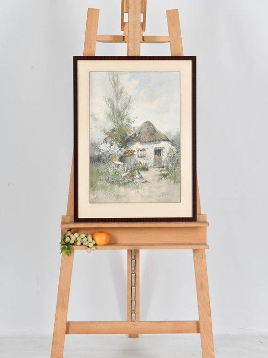 Johannes Josephus Garjeanne (1860-1930) - Kids playing by a, Antiek en Kunst, Kunst | Schilderijen | Klassiek