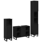 vidaXL Badkamermeubel Set 3 pcs Zwart 30 x 30 x 180 cm, Verzenden, Nieuw