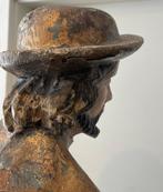 sculptuur, Große Holzskulptur eines Pilgerheiligen – Hl.