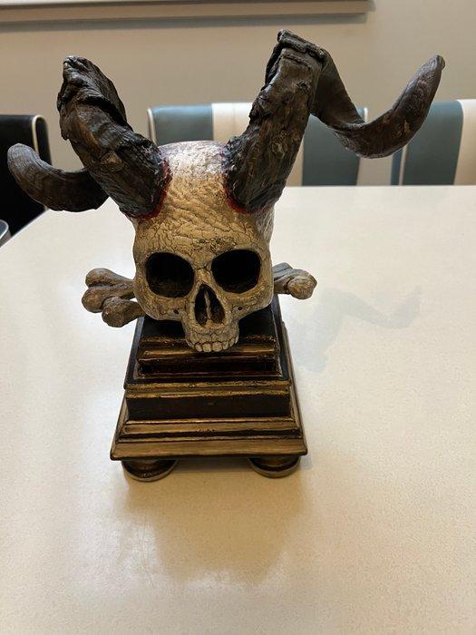 Momento mori - Antiek - Hout, Hoorn - 1900-1910 - Momento, Antiquités & Art, Curiosités & Brocante