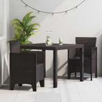 vidaXL Tuin Eettafel Set 3 pcs Bruin Polt riet, Verzenden, Nieuw