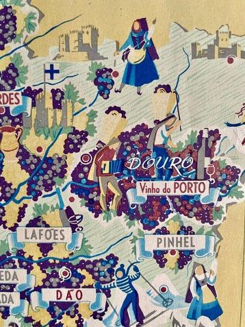 Mario Costa - Portugal Wine Regions, 1958 lithographic Map -
