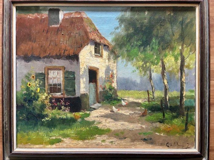 Chris de Bruijn jr. (1901 - 1974 ) - Boerenerf met kippen, Antiek en Kunst, Kunst | Schilderijen | Klassiek