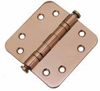 Kogellagerscharnier 8989 mm ronde hoek PVD gepolijst koper, Ophalen of Verzenden