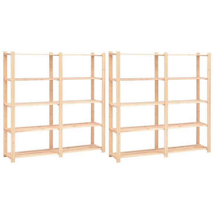 vidaXL Opbergrekken 5-laags 2 st 170x38x170 cm grenenhout, Huis en Inrichting, Kasten | Stellingkasten, Nieuw, Verzenden