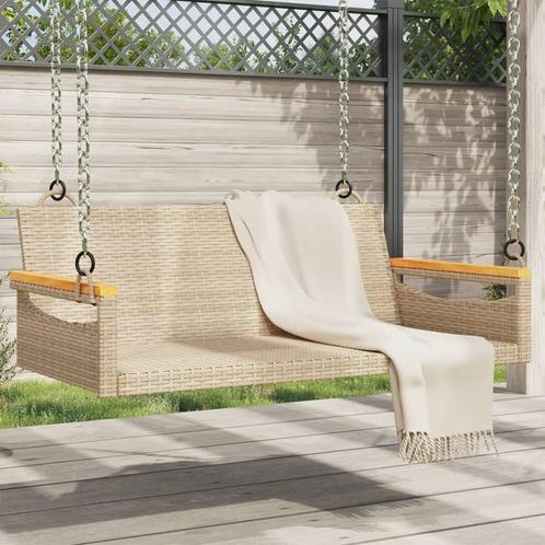 vidaXL Balancelle beige 109x62x40 cm résine tressée, Jardin & Terrasse, Ensembles de jardin, Neuf, Envoi