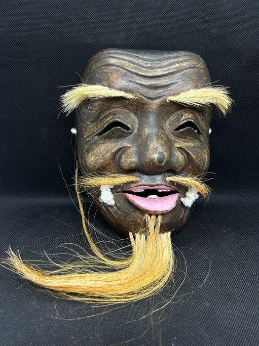 Noh masker - Hout, Houten gesculpteerd Noh-masker - Sanbaso, Antiek en Kunst, Antiek | Overige Antiek