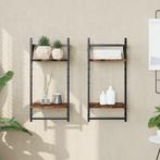 vidaXL Wandschappen 2-laags met stangen 2 st 30x25x65 cm, Huis en Inrichting, Kasten | Wandmeubels, Verzenden, Nieuw