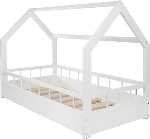 Houten kinderbed - wit - 160x80 cm - met barrière, Kinderen en Baby's, Kinderkamer | Bedden, Nieuw, Ophalen of Verzenden