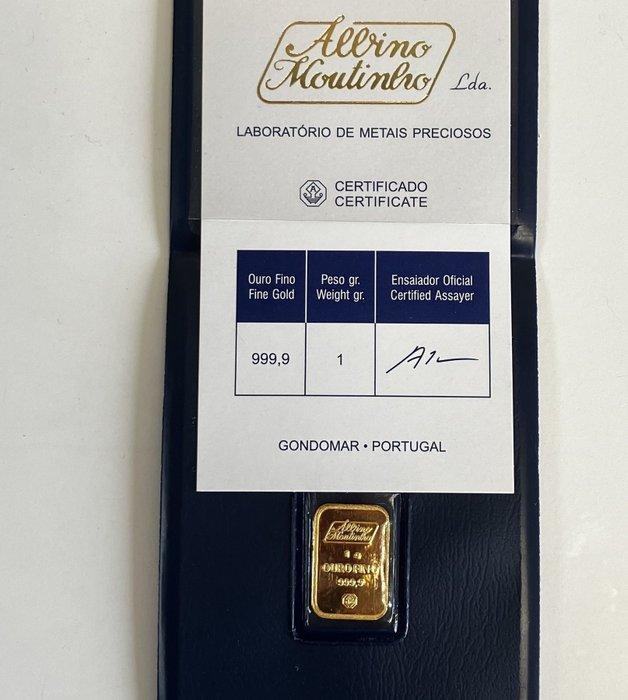 1 gram - Goud .999 - Albino Moutinho - Met certificaat, Postzegels en Munten, Edelmetalen en Baren