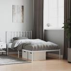 vidaXL Cadre de lit métal avec tête de lit blanc 100x200, Verzenden
