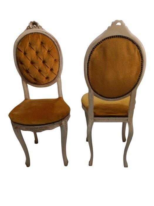 Bijzetstoel (2) - Hout, Fluweel, Antiquités & Art, Antiquités | Autres Antiquités