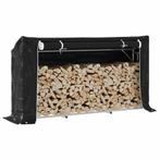vidaXL Haardhoutrek met regenhoes 200,5x41x110,5 cm staal, Tuin en Terras, Brandhout, Verzenden