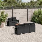 vidaXL 6-delige Loungeset met kussens poly rattan zwart, Nieuw, Loungeset, Verzenden