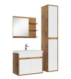 Badkamermeubel Set India 60 x 35 cm - Eiken met Wit, Verzenden, Nieuw
