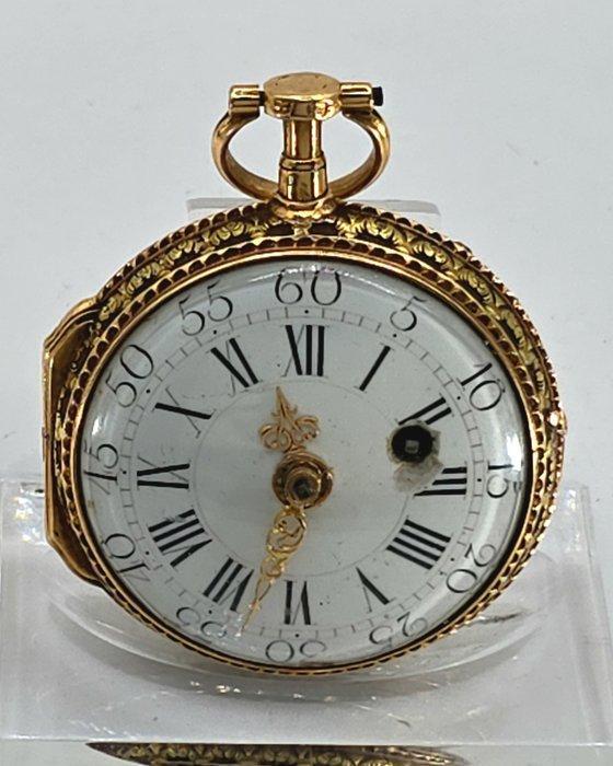 Pariser Juwelierarbeit - 18Kt. Goldspindeluhr - markelloses, Handtassen en Accessoires, Horloges | Heren