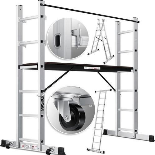 MASKO® Kamersteiger Aluminium - Multifunctionele Ladder - Zi, Doe-het-zelf en Bouw, Gereedschap | Overige machines, Verzenden