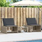 vidaXL Ligstoelen 2 st met tafel lichtgrijs poly rattan, Verzenden, Nieuw