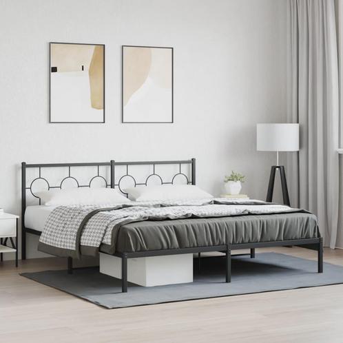 vidaXL Bedframe met hoofdbord metaal zwart 180x200 cm, Huis en Inrichting, Slaapkamer | Bedden, Nieuw, Verzenden
