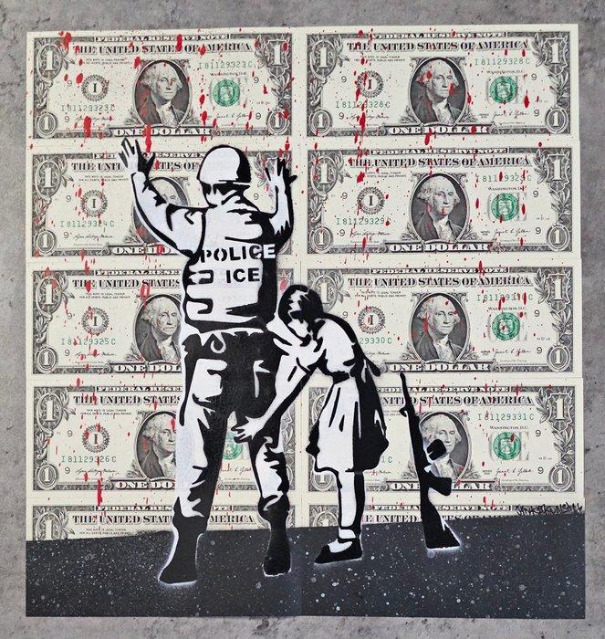 Jinks Kunst - ICE POLICE Tribute to Banksy on 10 US, Antiek en Kunst, Kunst | Designobjecten