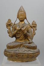 Sculpture, Cast figure of Tsongkhapa - 15.3 cm - Bronze, Antiek en Kunst