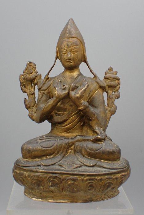 Sculpture, Cast figure of Tsongkhapa - 15.3 cm - Bronze, Antiek en Kunst, Antiek | Overige Antiek