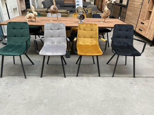 Armstoel velvet, vier kleuren (nieuw, outlet), Huis en Inrichting, Stoelen, Nieuw, Metaal, Stof