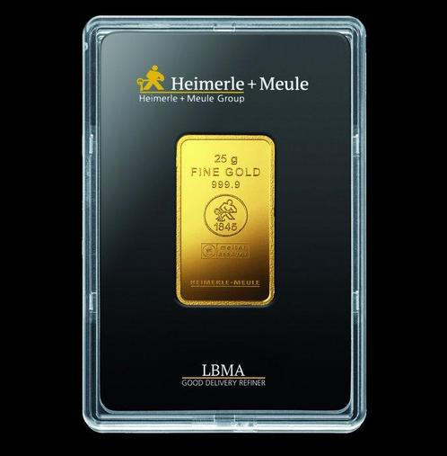 25 grammes - Or .999 - Heimerle & Meule Goldbarren Gold -, Postzegels en Munten, Edelmetalen en Baren