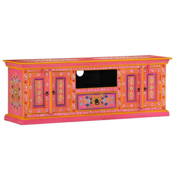vidaXL Tv-meubel 110x30x40 cm massief mangohout roze, Huis en Inrichting, Kasten |Televisiemeubels, Nieuw, Verzenden