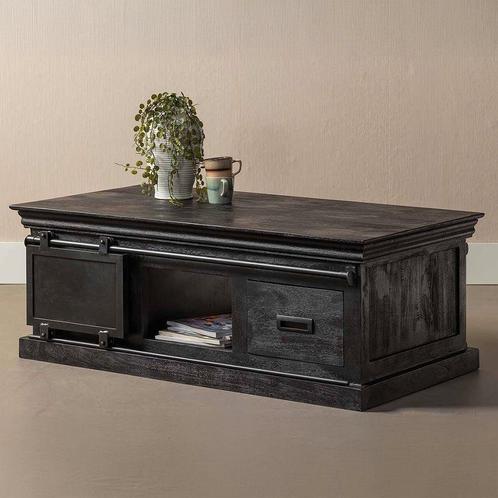 Salontafel Mangohout Milan 120 Zwart, Huis en Inrichting, Tafels | Salontafels, 50 tot 100 cm, 100 tot 150 cm, Overige vormen