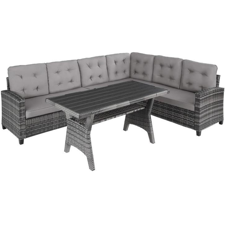 tectake Wicker loungeset Catania - grijs, Tuin en Terras, Tuinsets en Loungesets, Verzenden