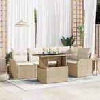 vidaXL Tuinbank Set met kussen met kussen 6 pcs Beige Poly, Tuin en Terras, Verzenden, Nieuw