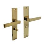 Deurklink Hera op schild WC 63mm messing titaan PVD - deu..., Ophalen of Verzenden, Klink of Kruk