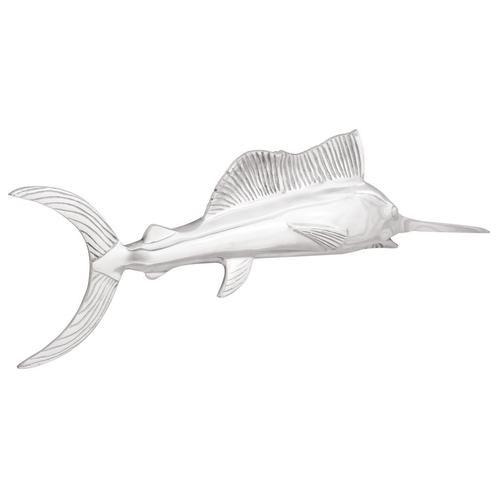 vidaXL Wandgemonteerde Zwaardvis, Zilver, 91 x 8 x 26 cm,, Antiek en Kunst, Kunst | Beelden en Houtsnijwerken, Verzenden