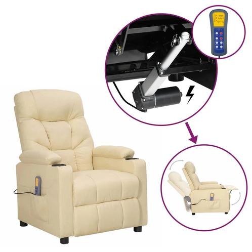 vidaXL Sta-op-massagestoel stof crèmekleurig, Huis en Inrichting, Stoelen, Nieuw, Verzenden