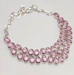 Zilveren halsketting 925 met roze kunziet – AAA-kwaliteit -