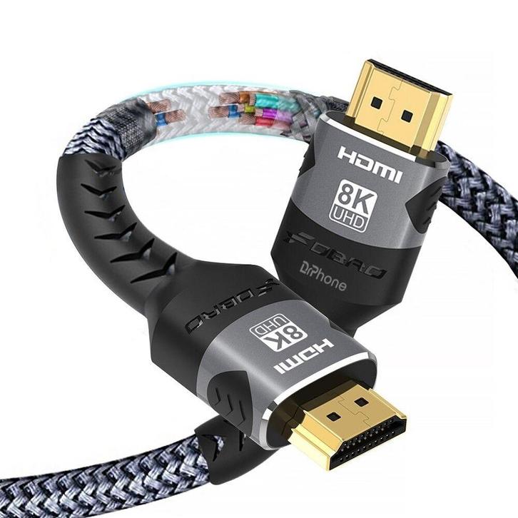 DrPhone HNH1 HDMI 2.1 Kabel 8K/60Hz 4K/120Hz - 48Gbps -, TV, Hi-fi & Vidéo, Câbles audio & Câbles de télévision, Envoi