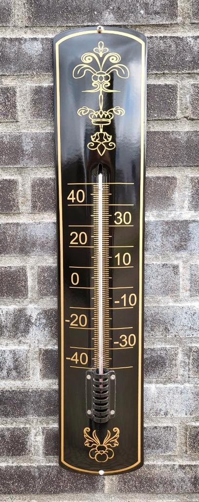 Thermometer emaille Decoratie goud/zwart, Verzamelen, Merken en Reclamevoorwerpen, Verzenden