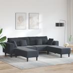 vidaXL Velvet Sofa met kussen met kussen 3 pcs Donkergrijs, Verzenden, Nieuw