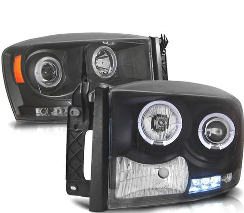 Phares Pour Dodge Ram 06-08 Angel Eyes Noir, Autos : Pièces & Accessoires, Éclairage, Envoi