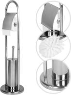 Aquamarin® roestvrijstalen toiletpapierhouder met toiletbors, Verzenden, Nieuw