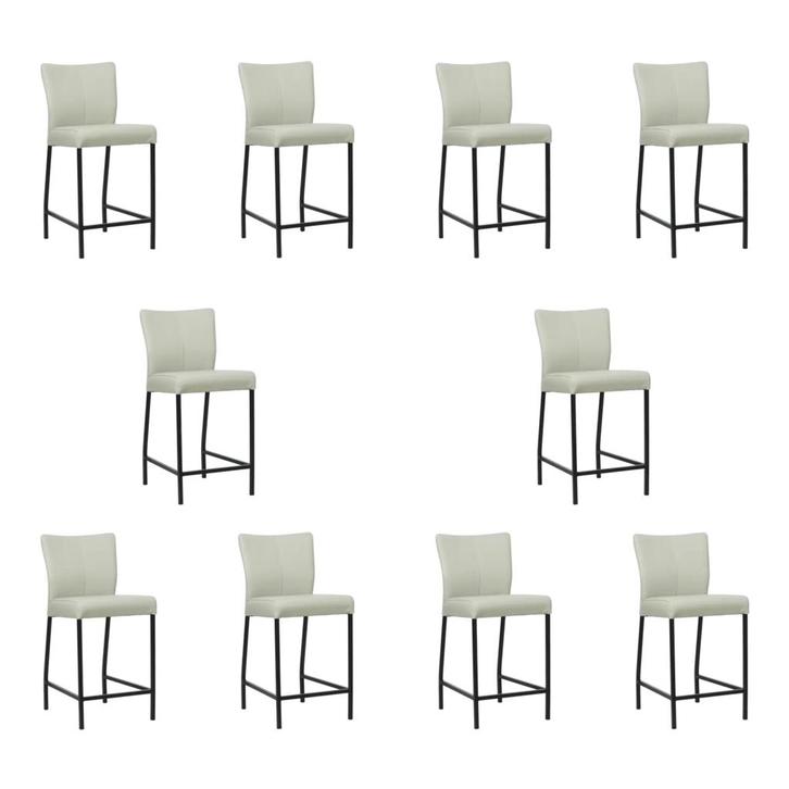 Set van 10 Leren barkrukken Revolt laag - Toledo Perle, Huis en Inrichting, Barkrukken, Nieuw, 1 kruk, Leer, 90 cm of meer, Ophalen of Verzenden