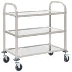 vidaXL Keukentrolley 3-laags 96,5x55x90 cm roestvrij staal, Verzenden, Nieuw