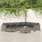 vidaXL 8-delige Loungeset met kussens poly rattan grijs, Verzenden, Nieuw, Loungeset