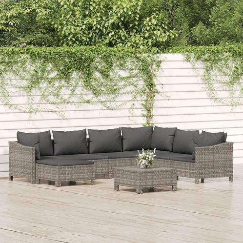 vidaXL 8-delige Loungeset met kussens poly rattan grijs, Tuin en Terras, Tuinsets en Loungesets, Loungeset, Nieuw, Verzenden