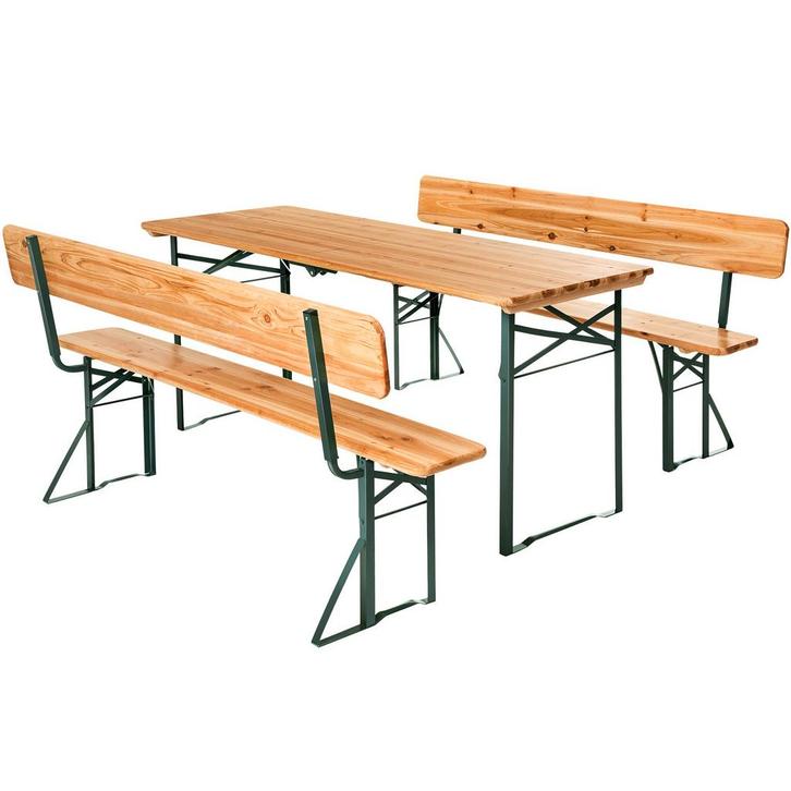 tectake Biertafelset Frank II, 3-delig, inklapbaar, met rugl, Huis en Inrichting, Stoelen, Verzenden