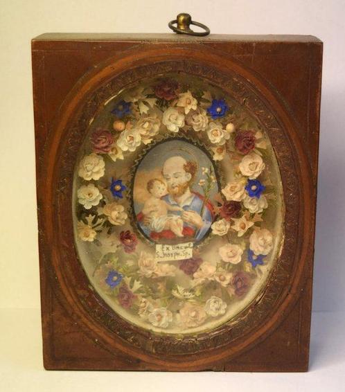 Reliekhouder - Hout, Textiel - 1800-1850 - Houten, Antiek en Kunst, Kunst | Niet-Westerse kunst