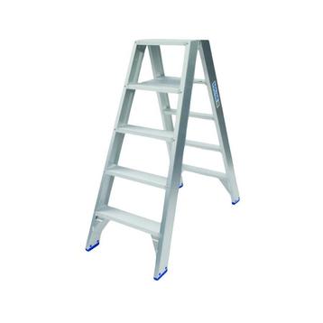 Solide dubbele trapladder 2×5 treden – 1.25m, Doe-het-zelf en Bouw, Ladders en Trappen, Ophalen of Verzenden, Nieuw, Trap, Minder dan 2 meter