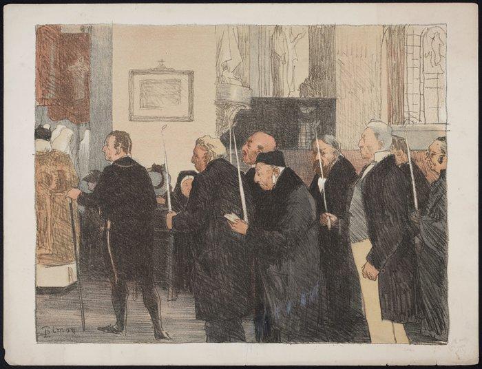 Lucien Simon (1861-1945) - Les Marguilliers, Antiek en Kunst, Kunst | Designobjecten