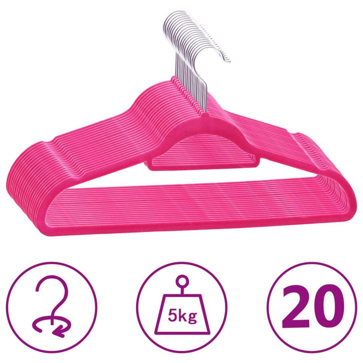 vidaXL 20-delige Kledinghangerset anti-slip fluweel roze, Huis en Inrichting, Kasten | Kleerkasten, Nieuw, Verzenden